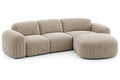 Beige ribbed upholstered sofa from RidgeandRung, featuring plush cushions and modern design in a living room setting.