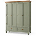 Green Ridgeandrung wardrobe with drawers, modern bedroom storage unit with multiple compartments and sleek design.