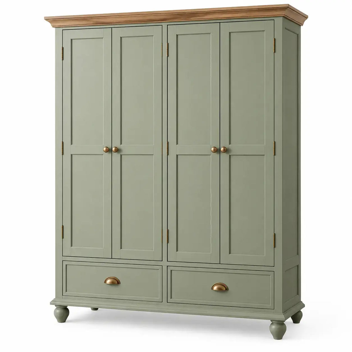 Green Ridgeandrung wardrobe with drawers, modern bedroom storage unit with multiple compartments and sleek design.