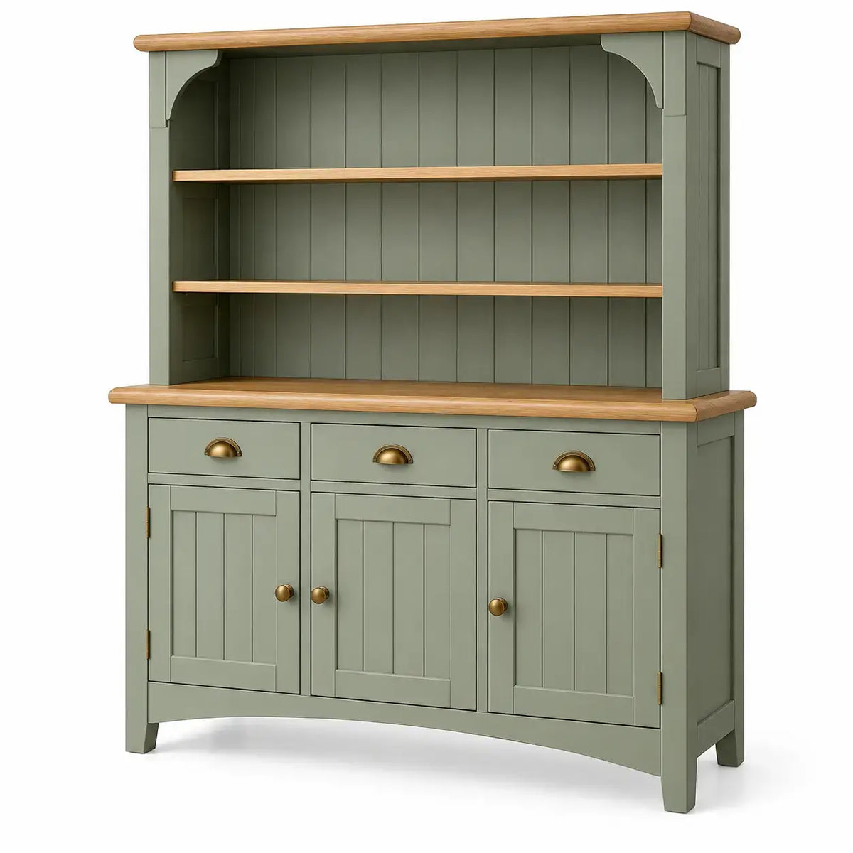 RidgeandRung cristaleira com compartimentos abertos em verde e castanho, moderna e elegante para exibir cristais e decoração.