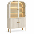 Elegant white and beige cristaleira with arched glass elements from Ridge&Rung, showcasing a sophisticated display cabinet design.